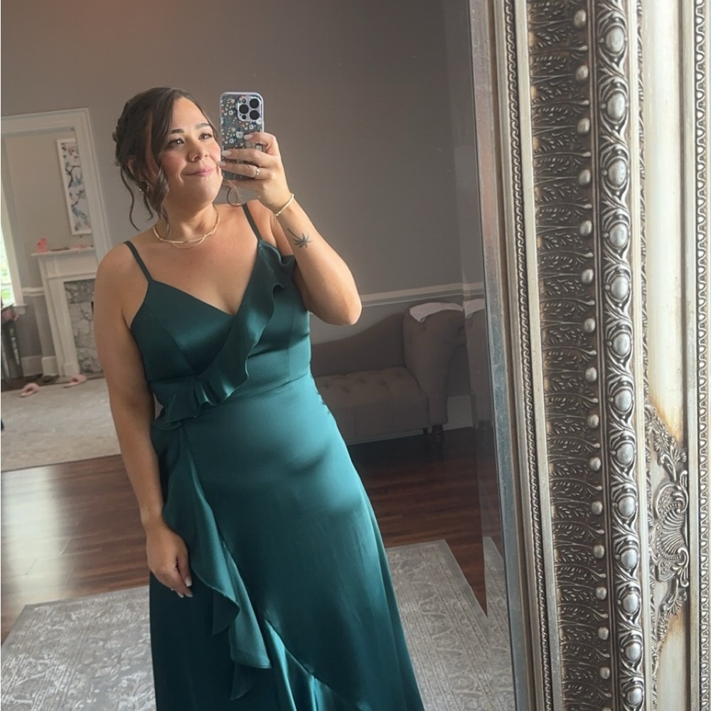 Revelry Blue Asymmetrical Gown Sleeveless V-Neck